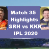 SRH Vs KKR Highlights 2020