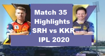 SRH Vs KKR Highlights 2020